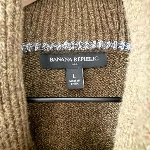 Banana Republic Shaw-Collar Cotton Blend Sweater in Coffee Brown - Size L - Picture 6 of 7